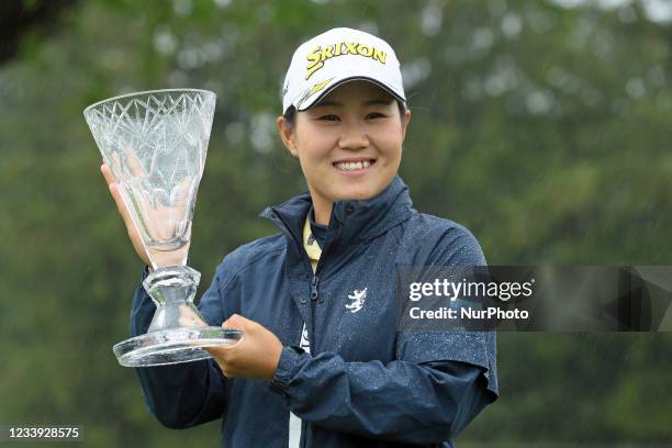 Nasa Hataoka of Ibaraki, Japan holds up the trophy after winning the Marathon LPGA Classic presented by Dana golf tournament at Highland Meadows Golf...