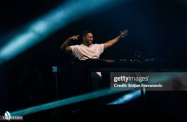 Jonas Blue performs at Main Stage during the Day Four of the Exit music festival at the Petrovaradin Fortress on July 12, 2021 in Novi Sad, Serbia.