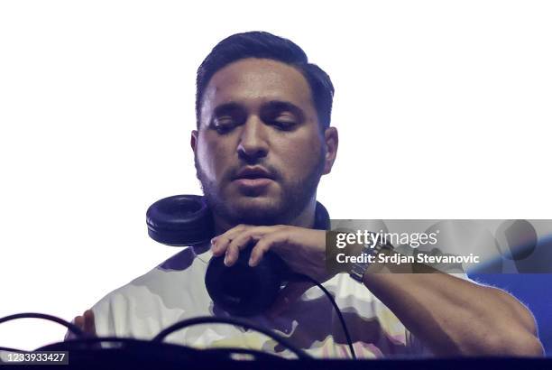 Jonas Blue performs at Main Stage during the Day Four of the Exit music festival at the Petrovaradin Fortress on July 12, 2021 in Novi Sad, Serbia.