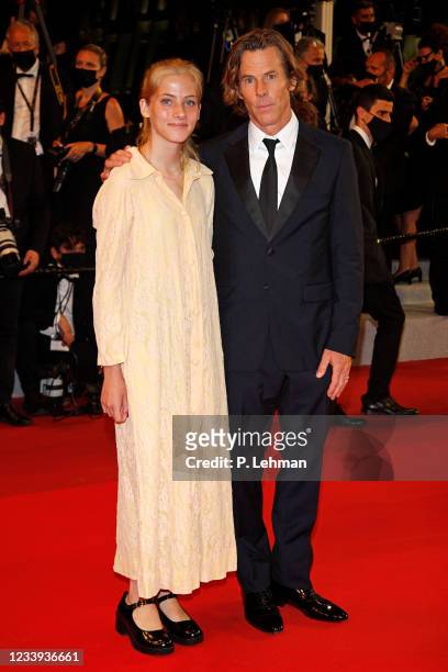 Danny Moder and daughter Hazel Moder arrive at the premiere of 'Flag Day' during the 74th Cannes Film Festival held at the Palais des Festivals in...