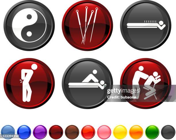 acupuncture royalty free vector icon set - acupuncture stock illustrations