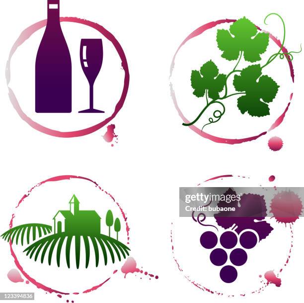 vineyard and wine stain set - mulled wine 幅插畫檔、美工圖案、卡通及圖標