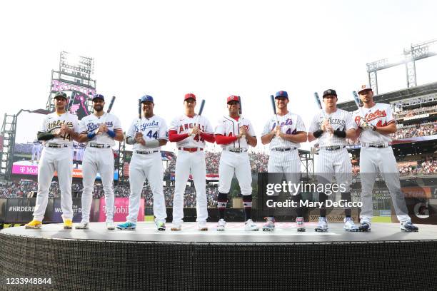 Matt Olson of the Oakland Athletics, Joey Gallo of the Texas Rangers, Salvador Perez of the Kansas City Royals, Shohei Ohtani of the Los Angeles...