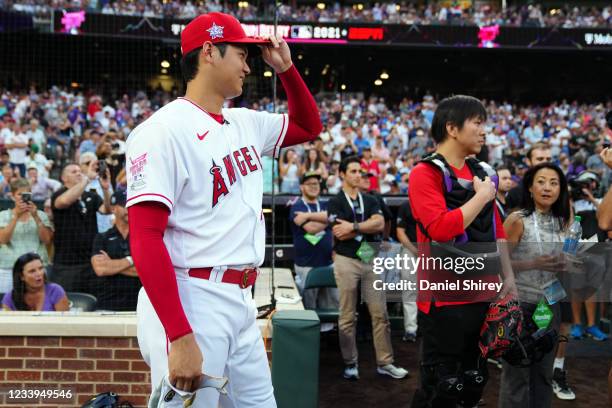 Shohei Ohtani of the Los Angeles Angels is seen during the 2021 T-Mobile Home Run Derby at Coors Field on Monday, July 12, 2021 in Denver, Colorado.