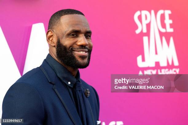 Basketball player/actor LeBron James arrives at the Warner Bros Pictures world premiere of "Space Jam: A New Legacy" at the Regal LA Live in Los...