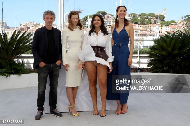 French directors Swann Arlaud, Celine Sallette, Camelia Jordana and Doria Tillier pose during a photocall for the "Talents Adami" at the 74th edition...
