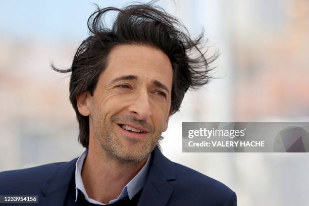 Actor Adrien Brody poses during a photocall for the film "The French Dispatch" at the 74th edition of the Cannes Film Festival in Cannes, southern...