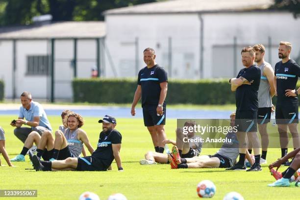 Head coach of Hertha BSC Pal Dardai leads a training session within new season preparations at facilities of Olympiastadion Berlin on July 13, 2021...