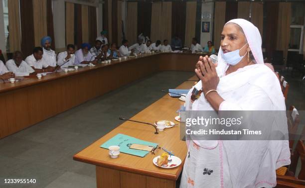 Municipal councilor Santosh Mahant raises her wards concerns during a municipal corporation house meeting at MCB office, on July 12, 2021 in...