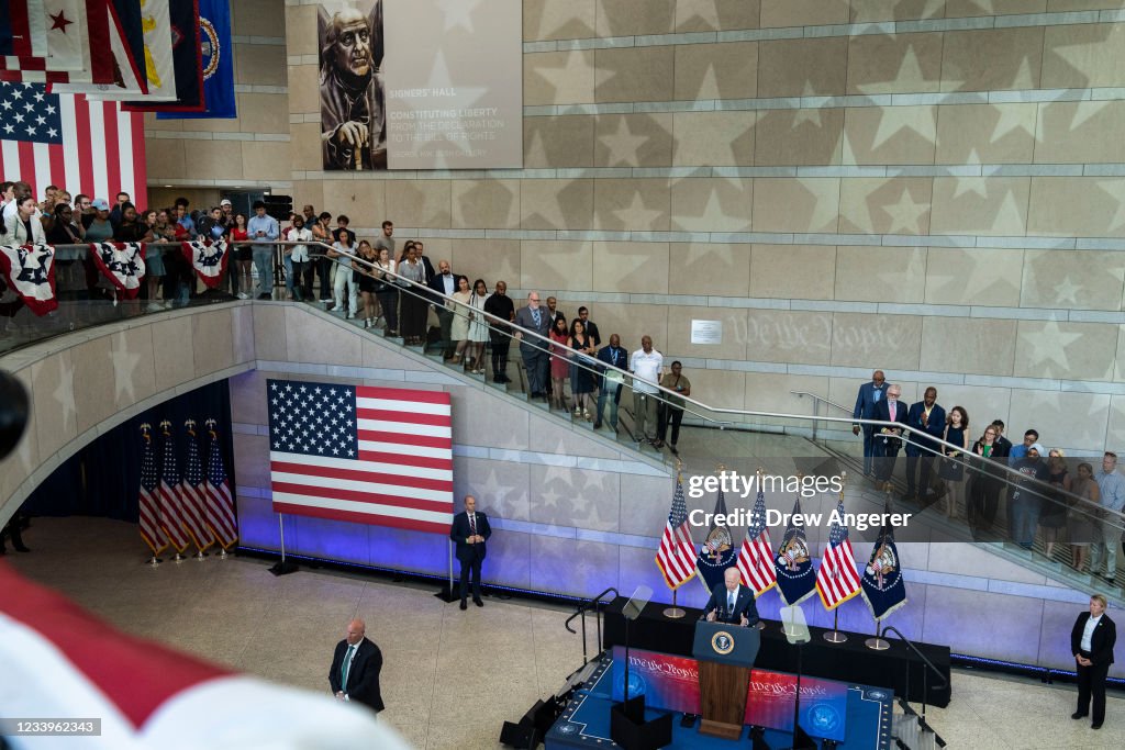 President Biden Delivers Remarks In Philadelphia On Protecting Voting Rights