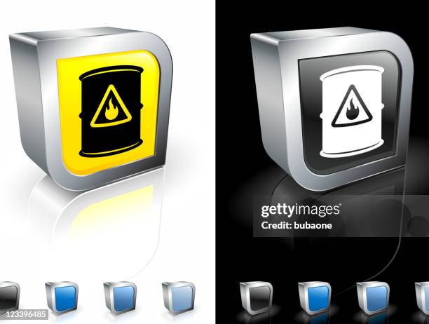 flammable waste barrel 3d royalty free vector art - flammable material warning sign stock illustrations