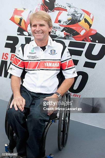 Wayne Rainey of USA and Yamaha Factory Team poses during the event "Rainey is back in Misano" of Yamaha Factory Team during the free practice of...