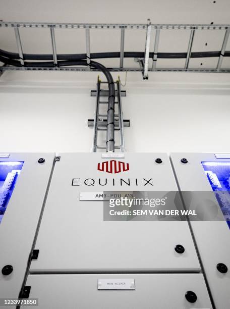 Interior of a server room in the American the Internet connection and data center company Equinix in Amsterdam on July 14, 2021. - Netherlands OUT /...