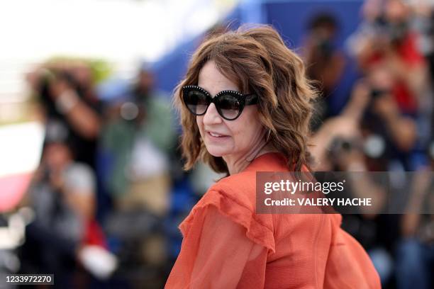 French actress and director Valerie Lemercier poses during a photocall for the film "Aline, The Voice OF Love" at the 74th edition of the Cannes Film...