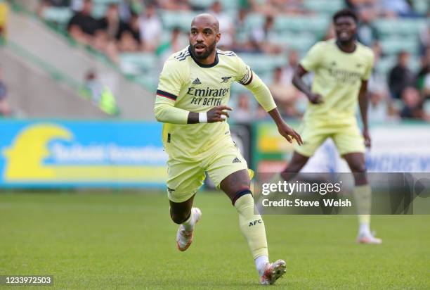 Alexandre Lacazette of Arsenal during the pre season friendly between Hibernian and Arsenal at Easter Road on July 13, 2021 in Edinburgh, Scotland.