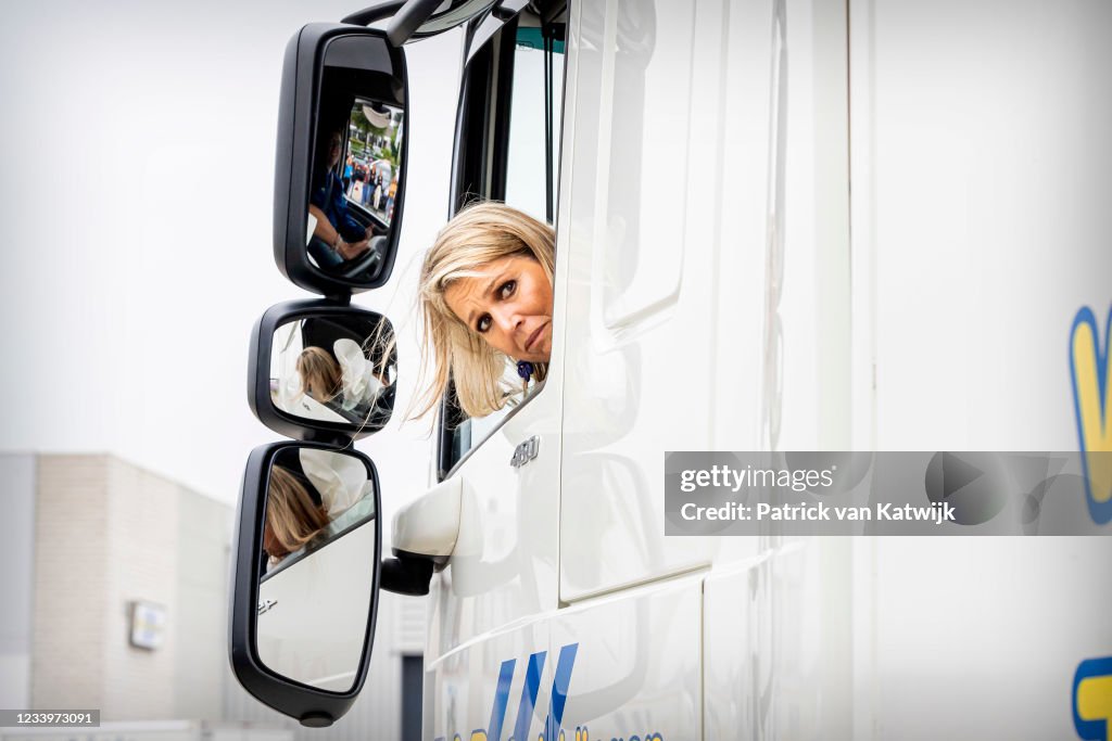 Queen Maxima Visits Truck Drivers Lesson In Nieuwegein