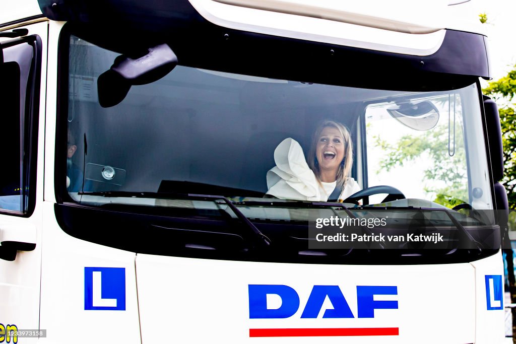 Queen Maxima Visits Truck Drivers Lesson In Nieuwegein