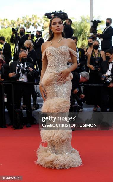Model Hana Cross arrives for the screening of the film "A Felesegem Tortenete" at the 74th edition of the Cannes Film Festival in Cannes, southern...