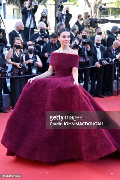 British actress and model Amy Jackson arrives for the screening of the film "A Felesegem Tortenete" at the 74th edition of the Cannes Film Festival...