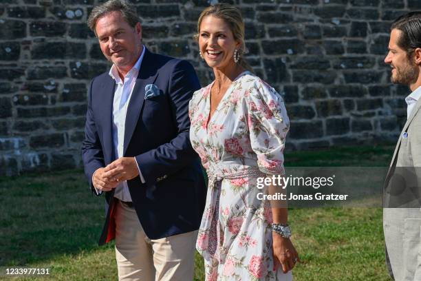 Princess Madeleine of Sweden and her husband Chris O'Neill are seen on the occasion of The Crown Princess Victoria of Sweden's 44th birthday...