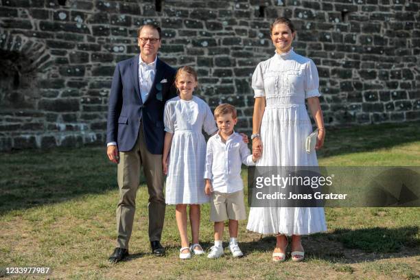 Prince Daniel of Sweden, Princess Estelle of Sweden, Prince Oscar of Sweden and Crown Princess Victoria of Sweden are seen on the occasion of The...