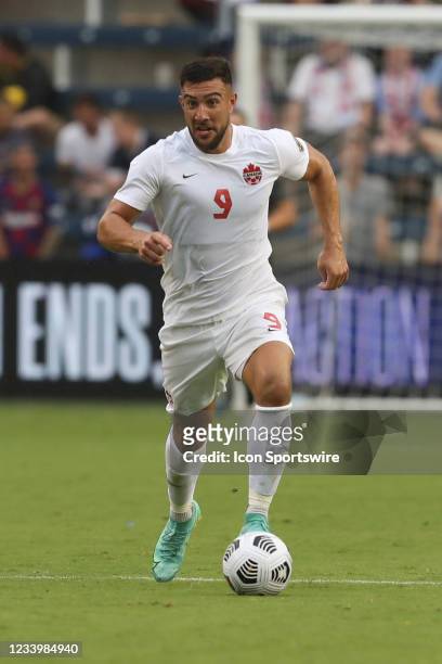 Jul 11: Canada forward Lucas Cavallini with the ball in the second half of a Concacaf Gold Cup match between Canada and Martinique on Jul 11, 2021 at...