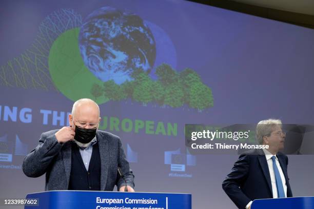 Commissioner for European Green Deal - First Vice President and Executive Vice President Frans Timmermans and the EU Commissioner for Economy Paolo...