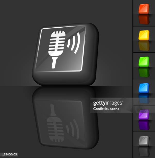 microphone 3d button design - microphone 3d stock illustrations