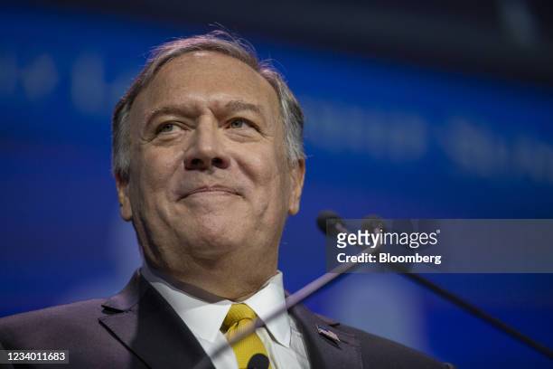 Michael Pompeo, former U.S. Secretary of state, during the FAMiLY Leader summit in Des Moines, Iowa, U.S., on Friday, July 16, 2021. Former Vice...