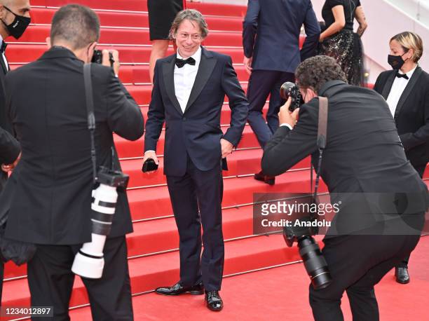 French actor and director Mathieu Amalric arrives for the screening of the film "Les Intranquilles " at the 74th annual Cannes Film Festival in...