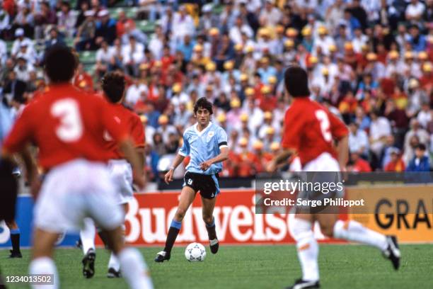 Enzo Francescoli of Uruguay during the FIFA World Cup match between Uruguay and Spain, at Stadio Friuli, Udine, Italy on June 13th 1990