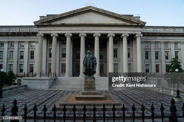 The U.S. Treasury Building, photographed on Friday, July 16, 2021 in Washington, DC.