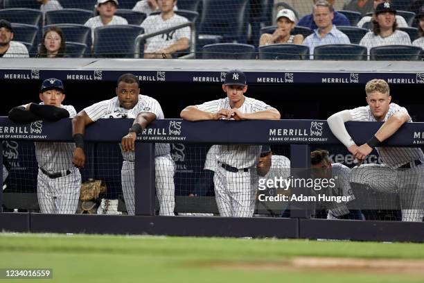 Hoy Park of the New York Yankees, Chris Gittens of the New York Yankees, Rob Brantly of the New York Yankees and Trey Amburgey of the New York...