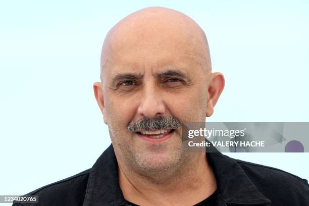 Argentinian director Gaspar Noe poses during a photocall for the film "Vortex" at the 74th edition of the Cannes Film Festival in Cannes, southern...