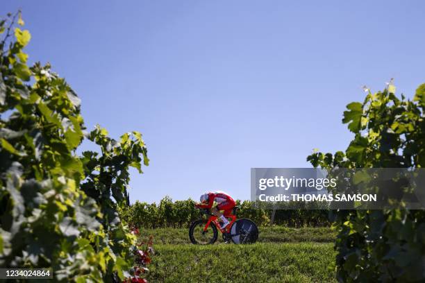 Team Cofidis' Simon Geschke of Germany rides during the 20th stage of the 108th edition of the Tour de France cycling race, a 30 km time trial...