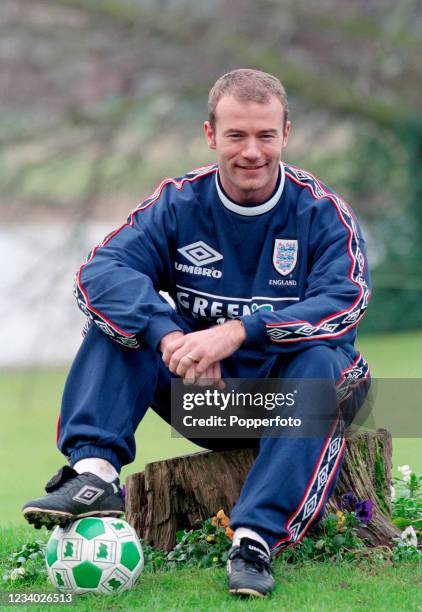 Alan Shearer of England during an England training camp at Bisham Abbey in Marlow, England, circa February 1998.