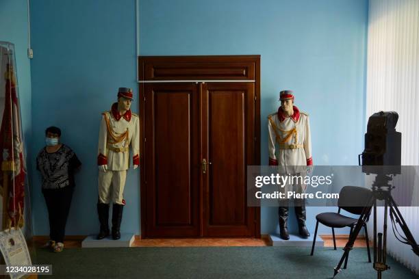 Worker and costumes of the presidential guard in the National Museum of History of Moldova on July 13, 2021 in Chisinau, Moldova. The pro-Western PAS...