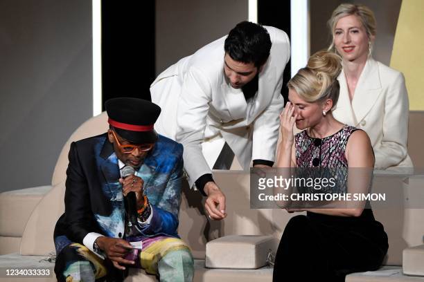 Director and Jury President of the 74th Cannes Film Festival Spike Lee , surrounded by Jury members French actress and director Melanie Laurent ,...