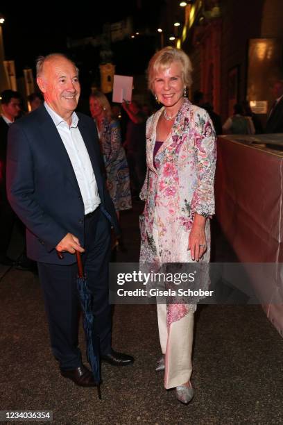 Annette Zierer and her partner Rudi Jagersbacher during the "Jedermann" premiere and opening of the Salzburg Opera Festival 2021 at grosses...