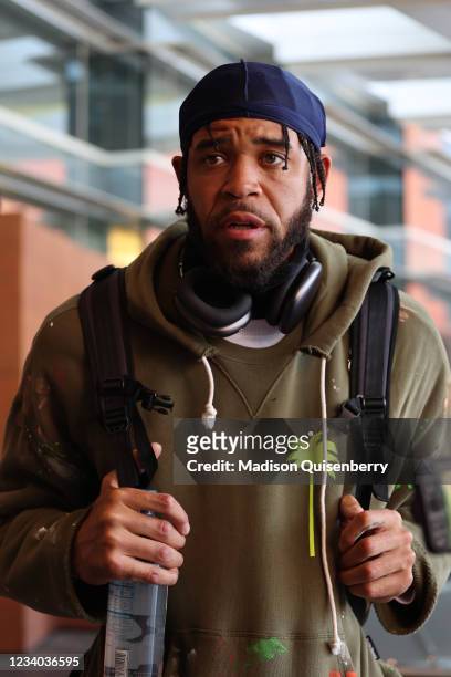 JaVale McGee of the USA Men's National Team arrives to USA Basketball on July 17, 2021 in Las Vegas, Nevada. NOTE TO USER: User expressly...