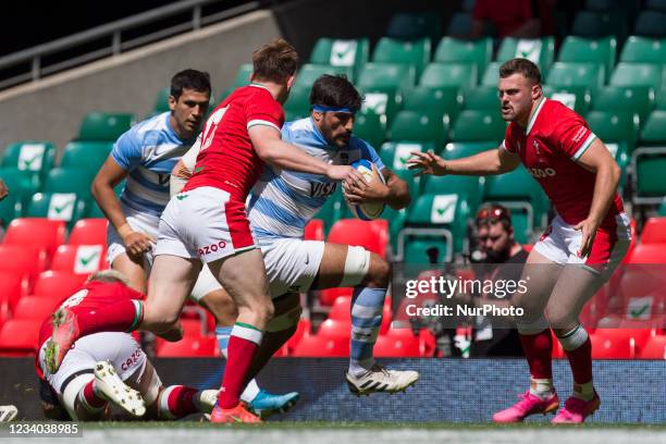 Rodrigo Bruni controls the ball during the 2021 Summer Internationals match between Wales and Argentina at Principality Stadium.