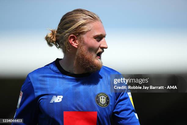 Luke Armstrong of Harrogate Town during the Pre Season Friendly between Harrogate Town and Newcastle United at The EnviroVent Stadium on July 18,...