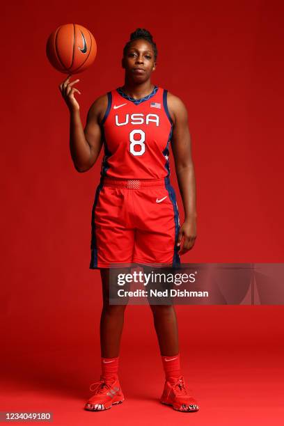 Chelsea Gray of the USA Women's National Team poses for a portrait at the ARIA Resort & Casino on July 17, 2021 in Las Vegas, Nevada. NOTE TO USER:...