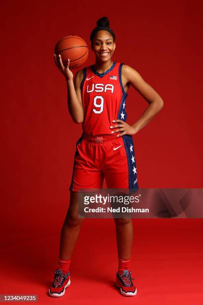 Ja Wilson of the USA Women's National Team poses for a portrait at the ARIA Resort & Casino on July 17, 2021 in Las Vegas, Nevada. NOTE TO USER: User...