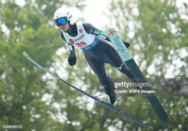 Kaori Iwabuchi seen in action during the individual women's competition of the FIS Ski Jumping Summer Grand Prix in Wisla.