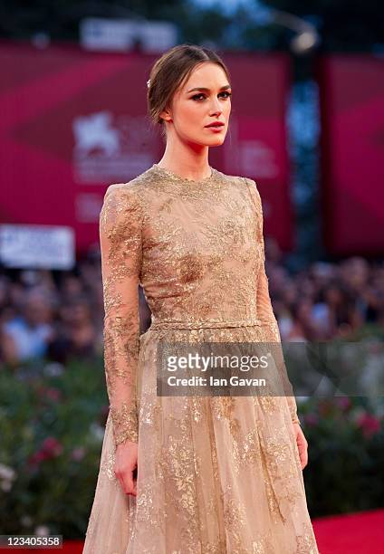 Actress Keira Knightley attends the "A Dangerous Method" premiere during the 68th Venice Film Festivalat Palazzo del Cinema on September 2, 2011 in...