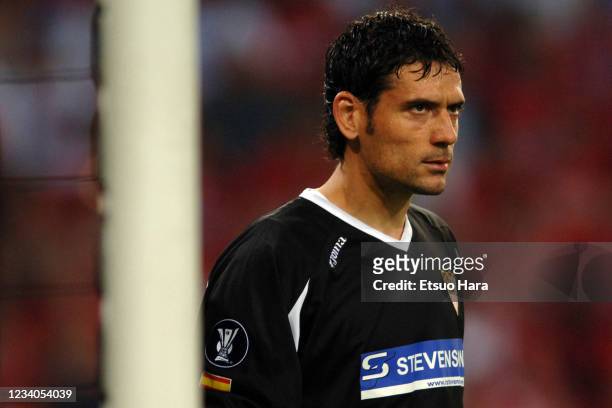 Andres Palop of Sevilla is seen during the UEFA Cup final match between Middlesbrough and Sevilla at the Philips Stadion on May 10, 2006 in...