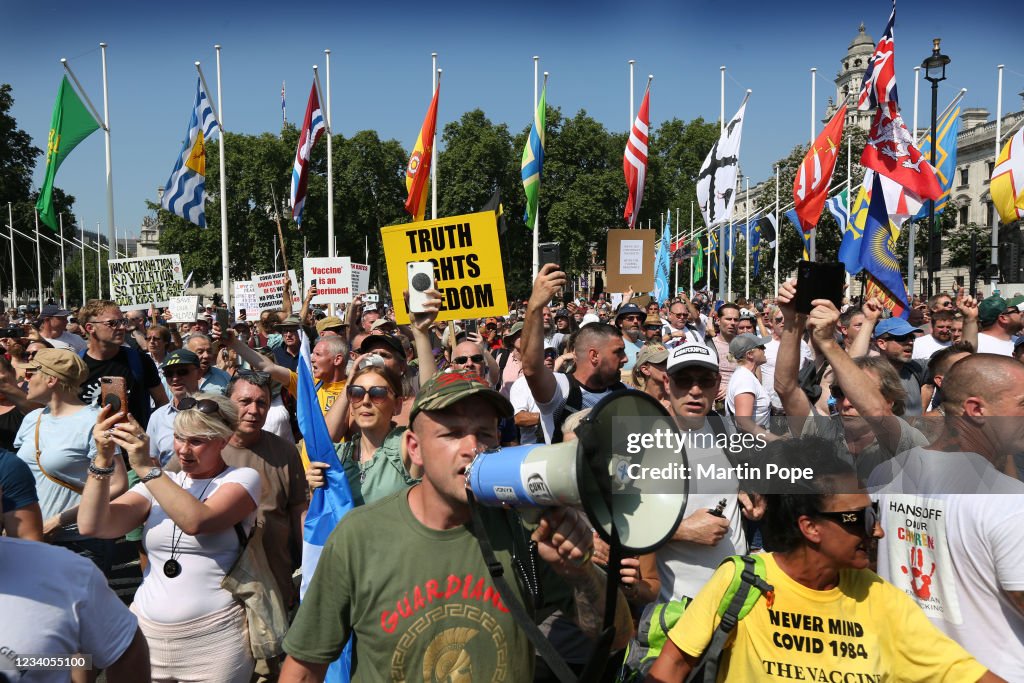 Anti-lockdown Protestors Hold Central London Rally On "Freedom Day"