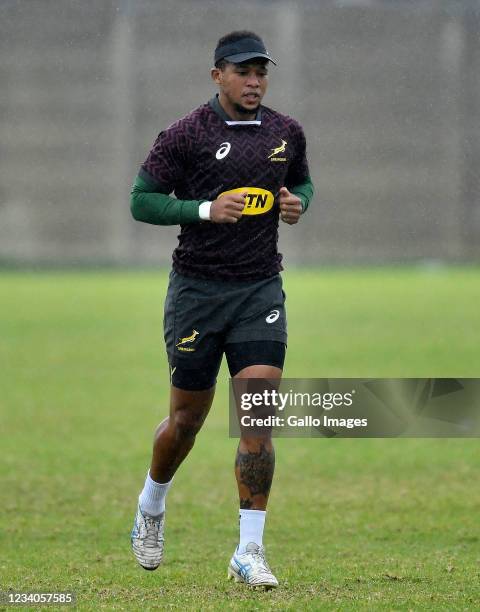 Elton Jantjies of South Africa during the South Africa training session at High Performance Centre on July 19, 2021 in Cape Town, South Africa.