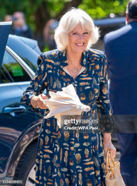 Camilla, Duchess of Cornwall departs Exeter Cathedral on July 19, 2021 in Exeter, United Kingdom. Founded in 1050, The Cathedral continues to offer...
